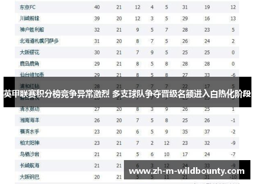 英甲联赛积分榜竞争异常激烈 多支球队争夺晋级名额进入白热化阶段 英甲联赛积分榜竞争异常激烈 多支球队争夺晋级名额进入白热化阶段